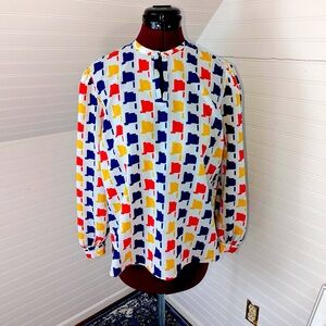 1980’s 🌈 Vintage Color pop Light Weight Petite Blouse size 12